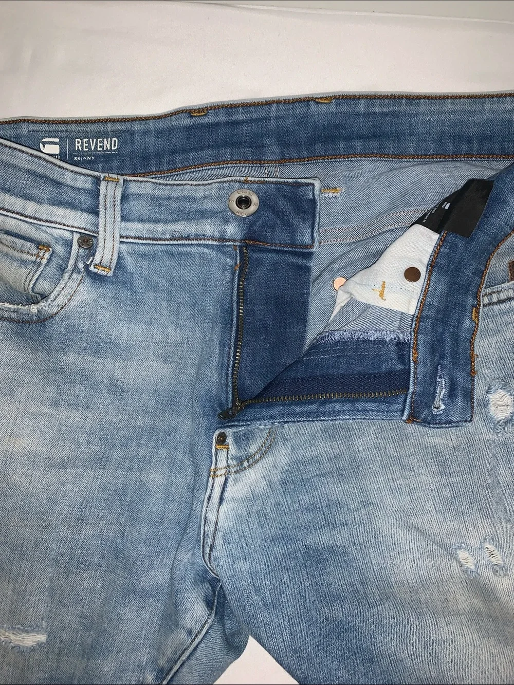 G-Star Raw Revend Skinny Distressed Jeans 34x30